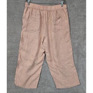 Cynthia Rowley 100% Linen Cropped Wide Leg Pants Boho Resort XL Coral Lagenlook